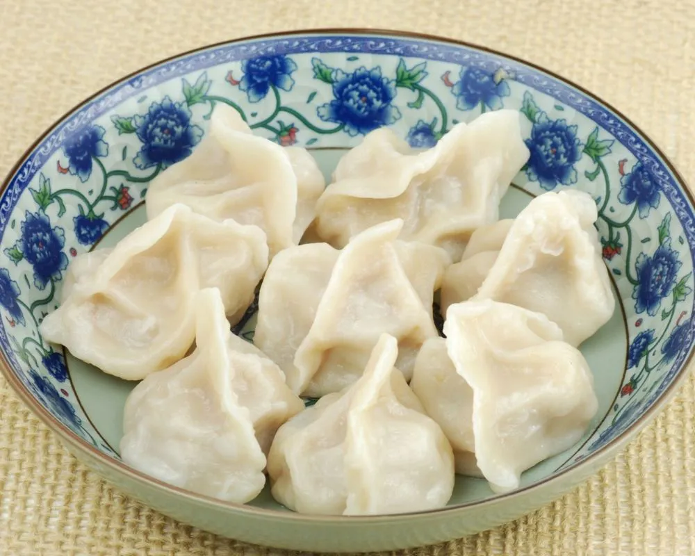 Boiled pork dumplings on a plate at ZOEN RAMEN & POKE, Ramen Restaurant in College Station